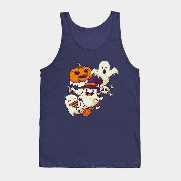 Pumpkin & Ghost design Tank Top by Mako Design 